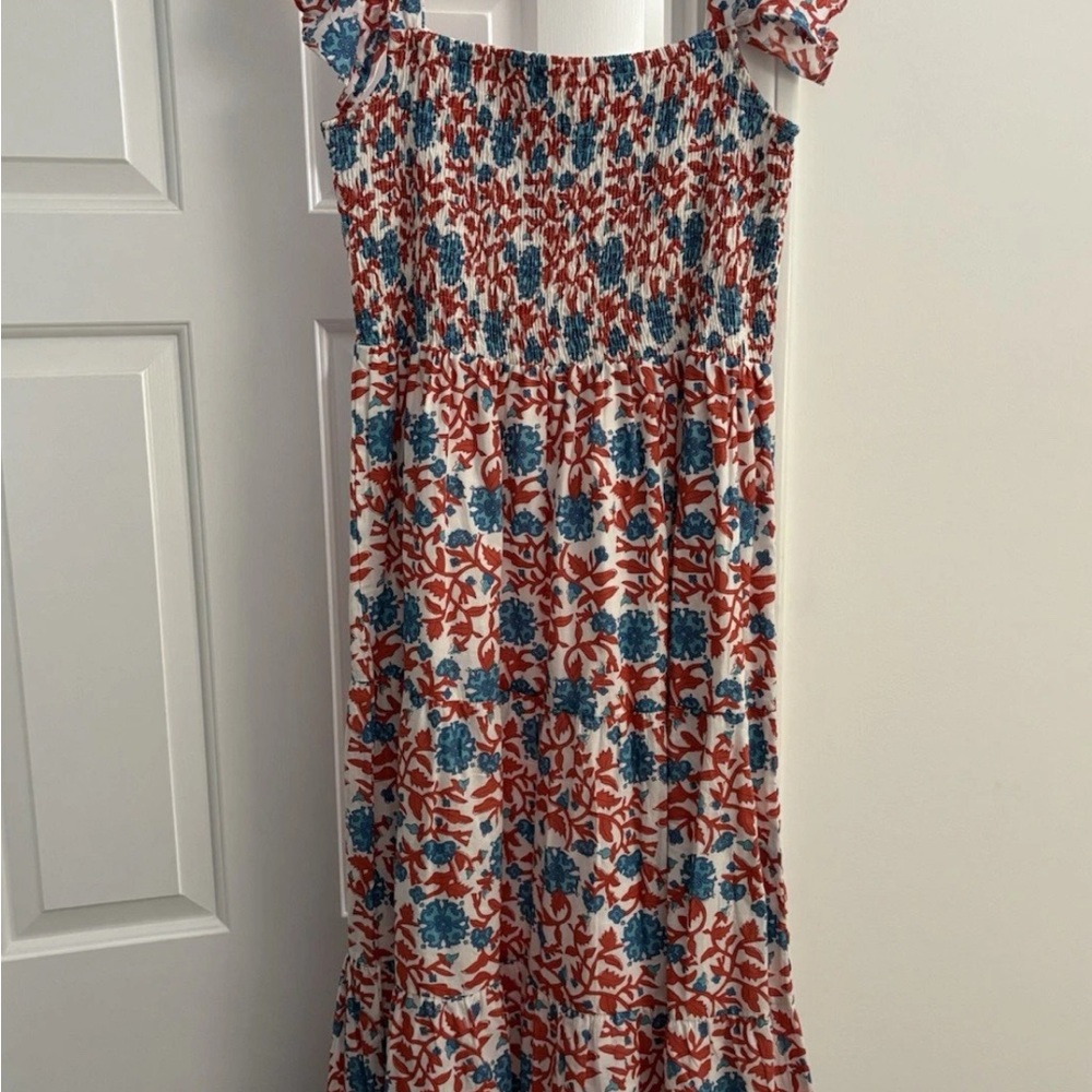 Victoria Dunn Red and Blue Smocked Dress